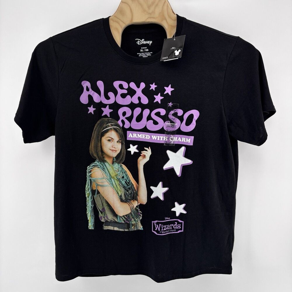 Disney Wizards Waverly Place Alex Russo T-Shirt XL Black Armed With Charm NWT
